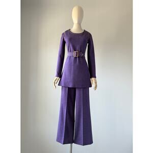 Vintage 1970s Heather Purple Wool Pant Suit from Things by Dune Deck | XS/S